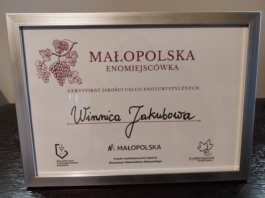 Dyplom i wyróżnienie dla Winnicy Jakubowej